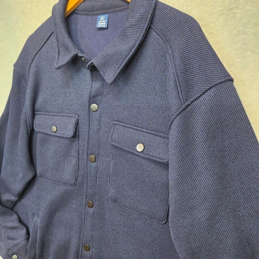 GEORGE Cabincore Fleece Lined Waffle Knit Dadcore Shacket Shirt Jacket Mens 2XL
